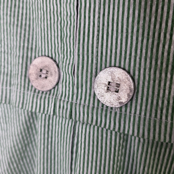 LAL Live a Little Green White Striped Double Breasted Cotton Jacket Women’s 2X - Picture 5 of 6